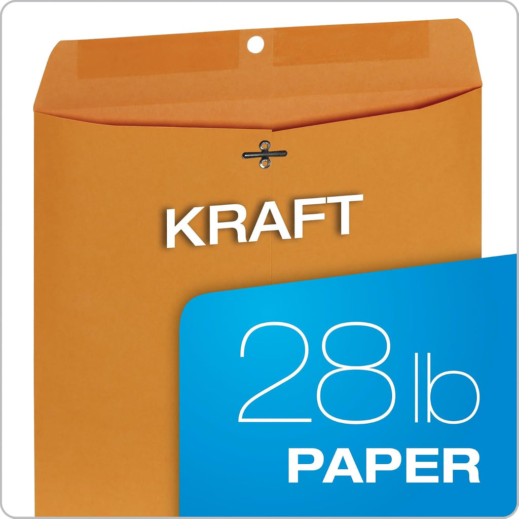 10 x 13 Clasp Envelopes, Gummed, 28 lb Brown Kraft, for Mailing Flat Letter Size Documents or Photos, Bulk Pack, 30