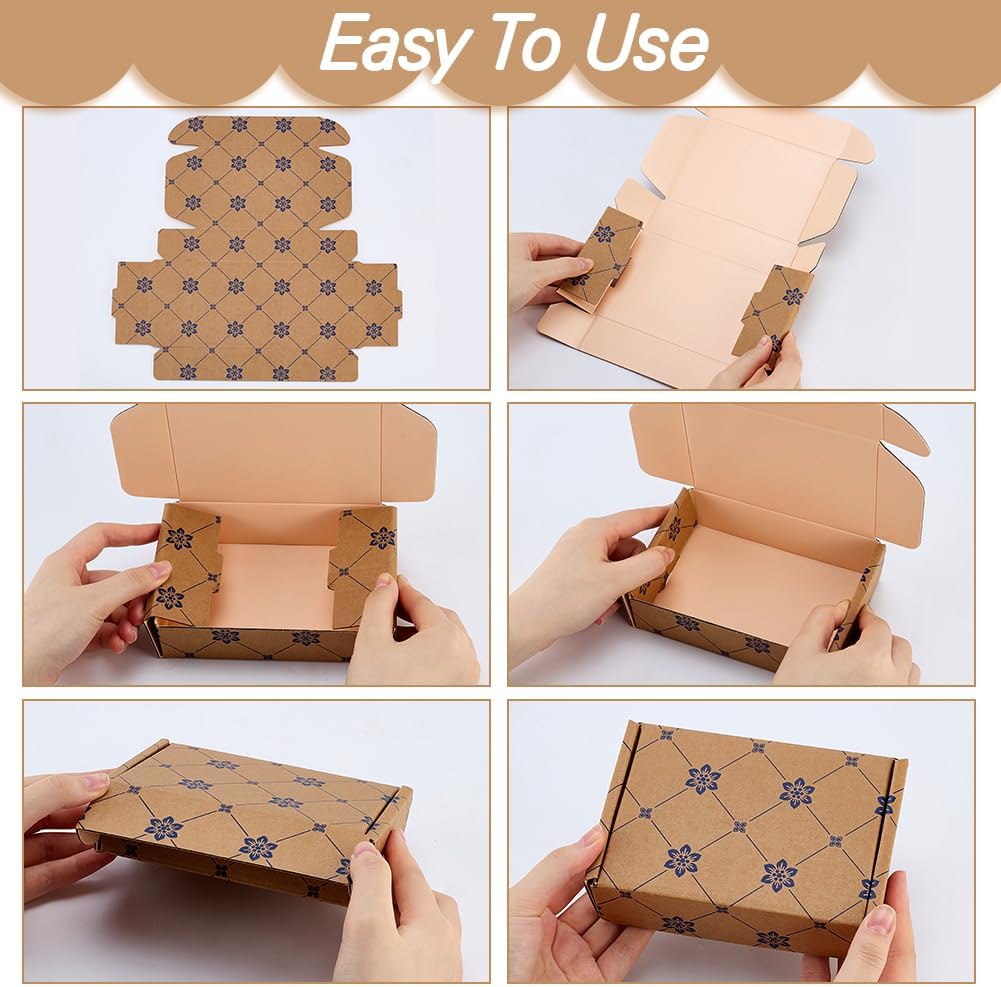 30pcs Small Shipping Boxes Paper Mailer Boxes 4x6x1.6 inch Cardboard Gift Mailer Box Flower Printed Corrugated