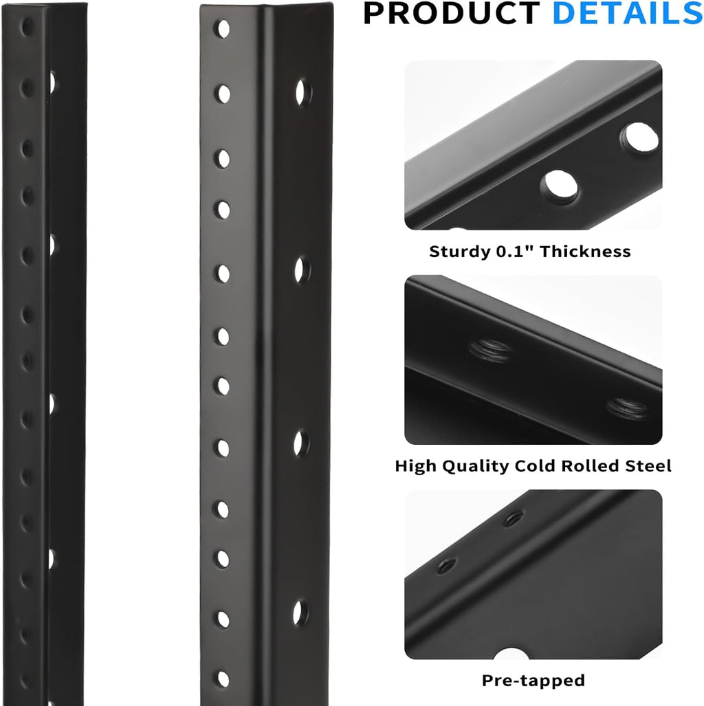 8U Server Rack Rails Pair with Mounting Screws