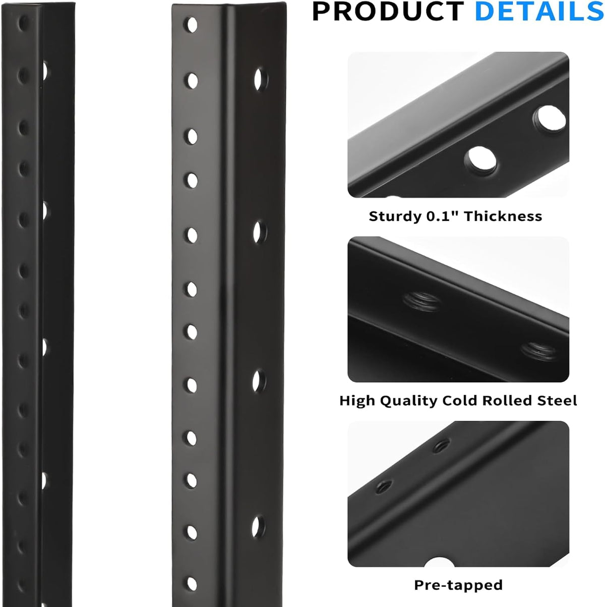 8U Server Rack Rails Pair with Mounting Screws