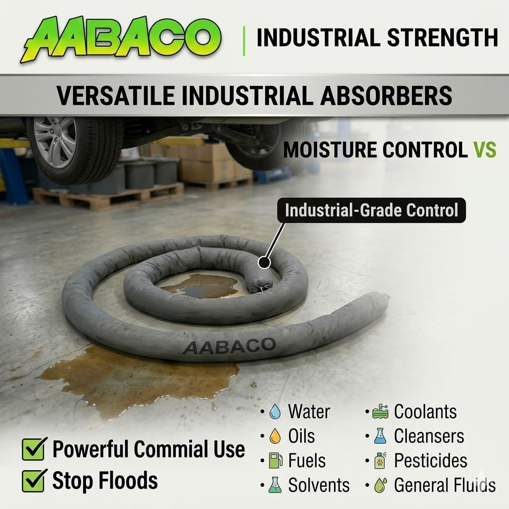 AABACO Spill Containment Socks, Oil, Water & Chemical, 3"x48", 2 Pack