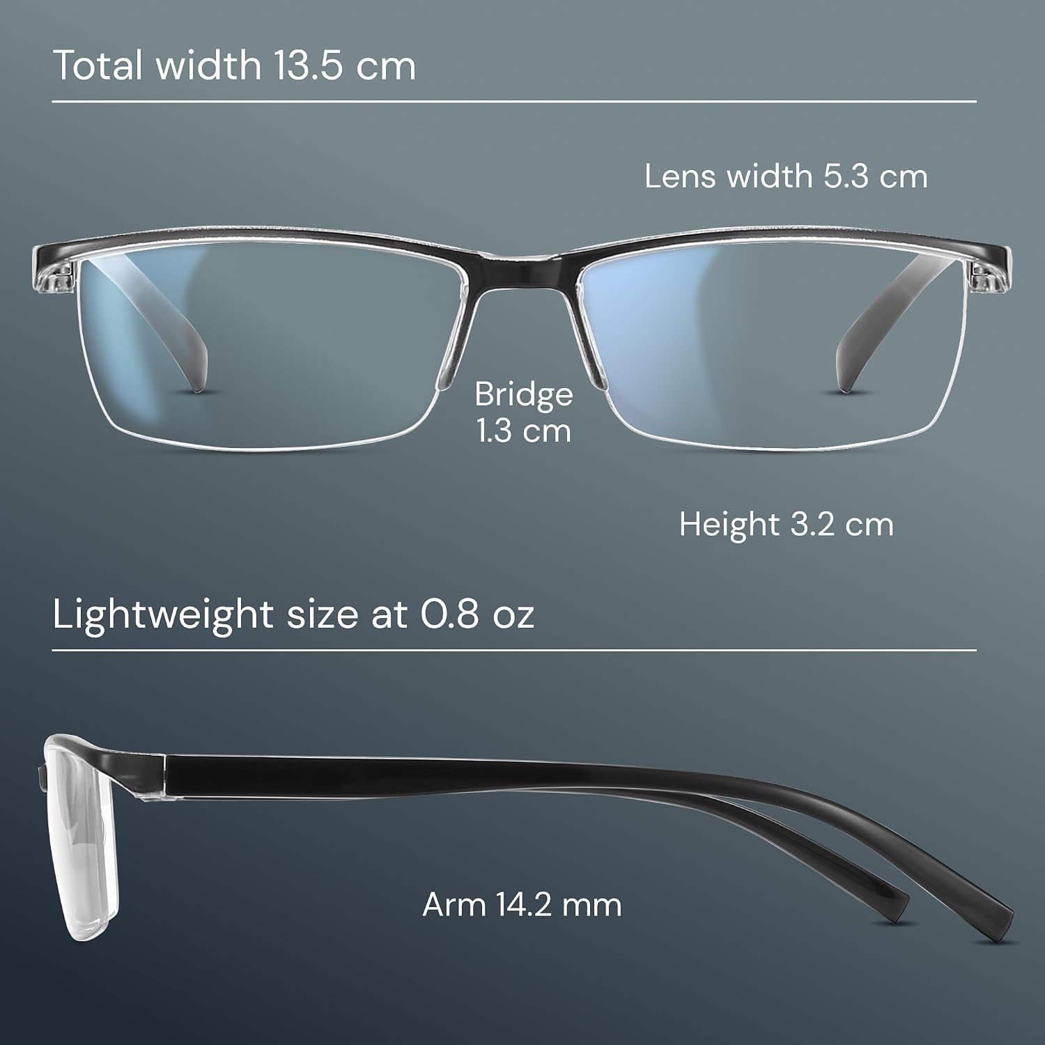 2.25 Executive Style Reading Glasses Men - Durable Readers with Blue Light Filtering- Comfortable Fit with TR90 Frames