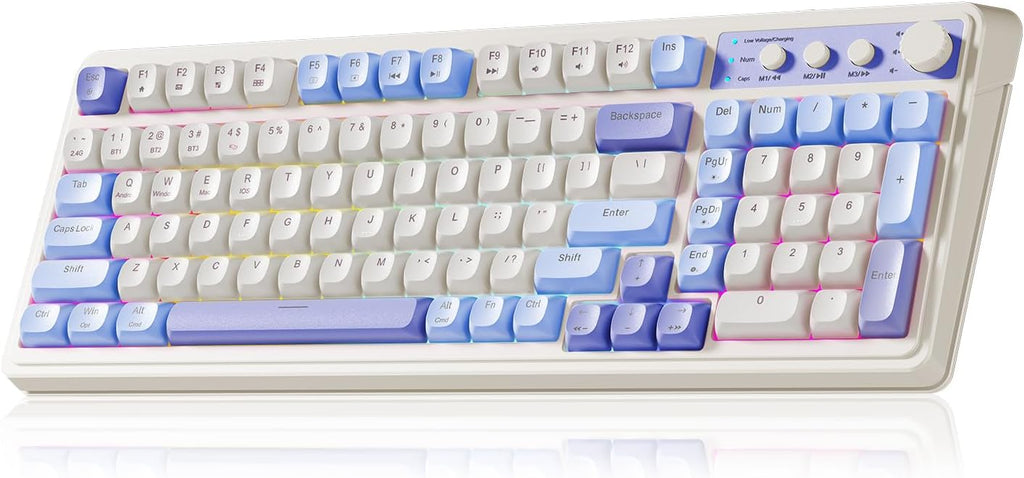 99 Key Purple Keyboard, Wireless Gaming Keyboard with Number Pad