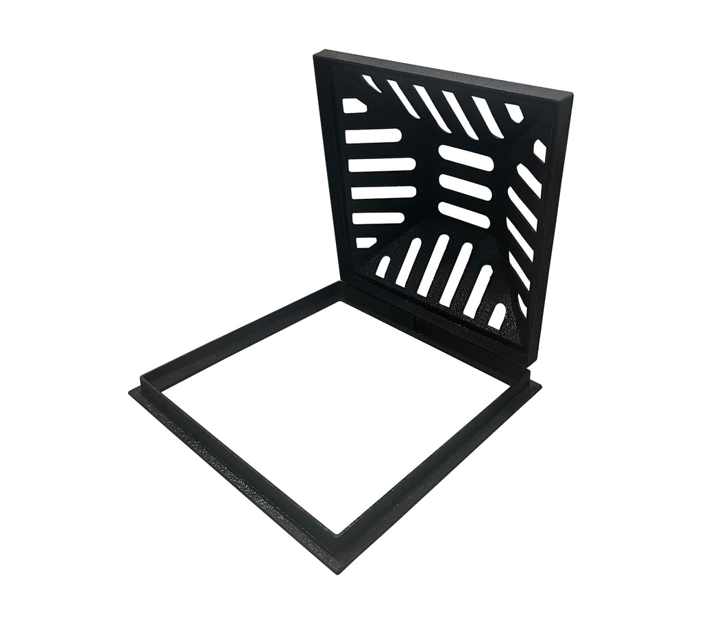 18x18in Square Ductile Iron Atrium Drain Grate and Frame for Yard