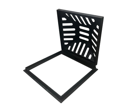 18x18in Square Ductile Iron Atrium Drain Grate and Frame for Yard