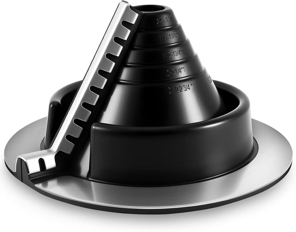 1 Pcs 3/4" - 2-3/4" Metal Split Roof Pipe Flashing Vent Boot Epdm Flexible Roof Jack Rubber Flashing Boot, Round