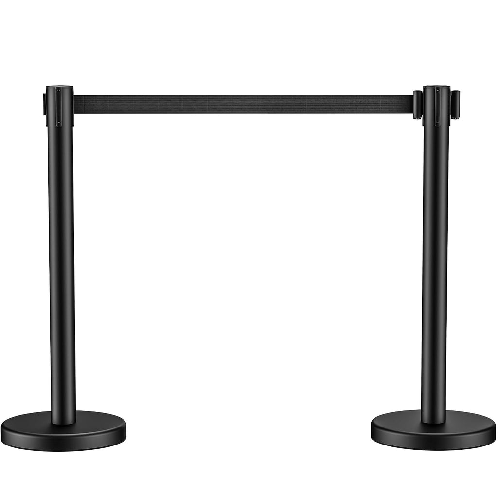 2 Pack Crowd Control Stanchions, 8.2ft Retractable Belt, 11 Lbs Base | Stainless Steel and No Fill Concrete Metal