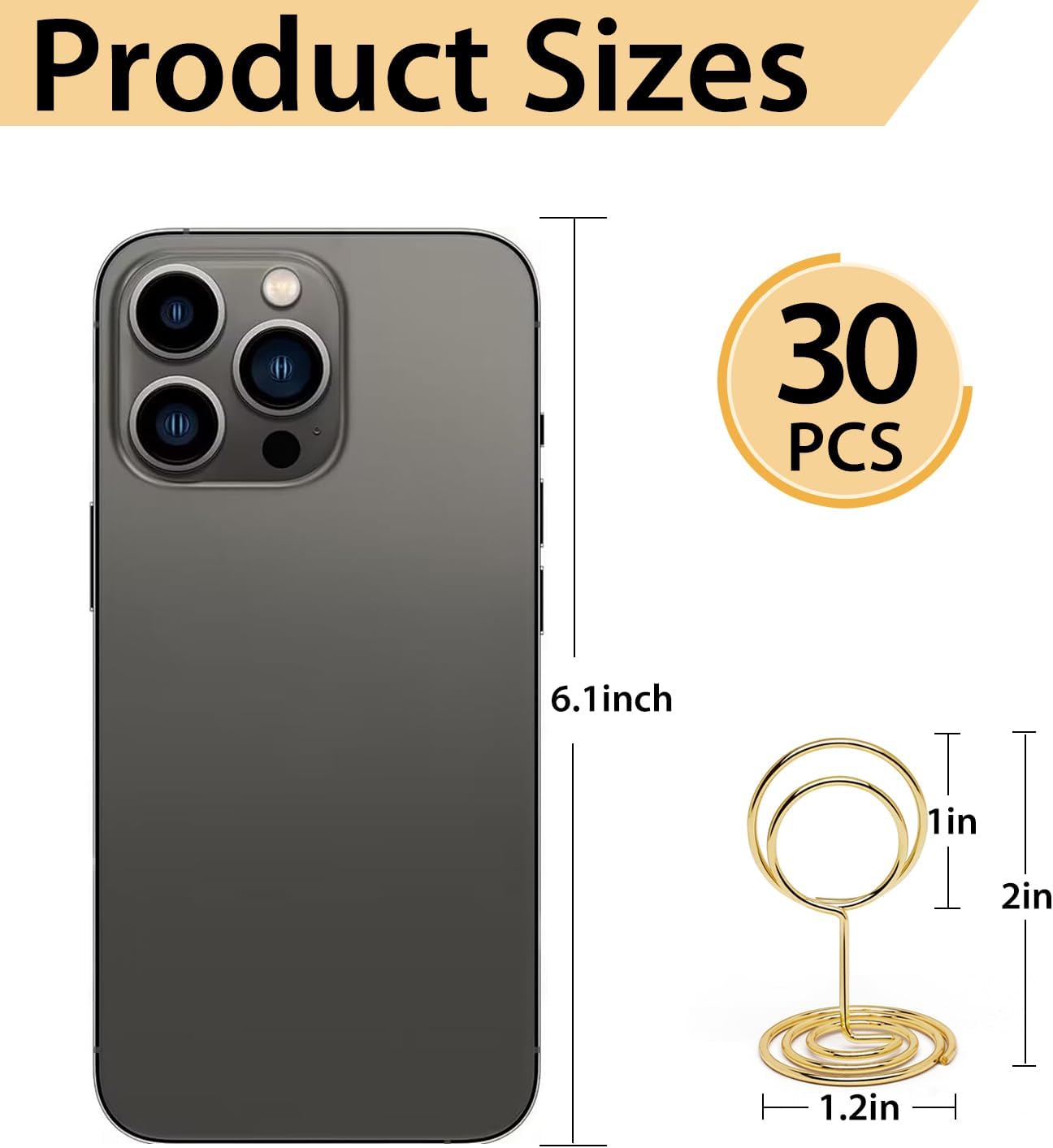 30PCS Gold Table Number Holders Place Card Holder,Small Photo Stand | Cards Stand Name Menu Clips,Table Sign Holders