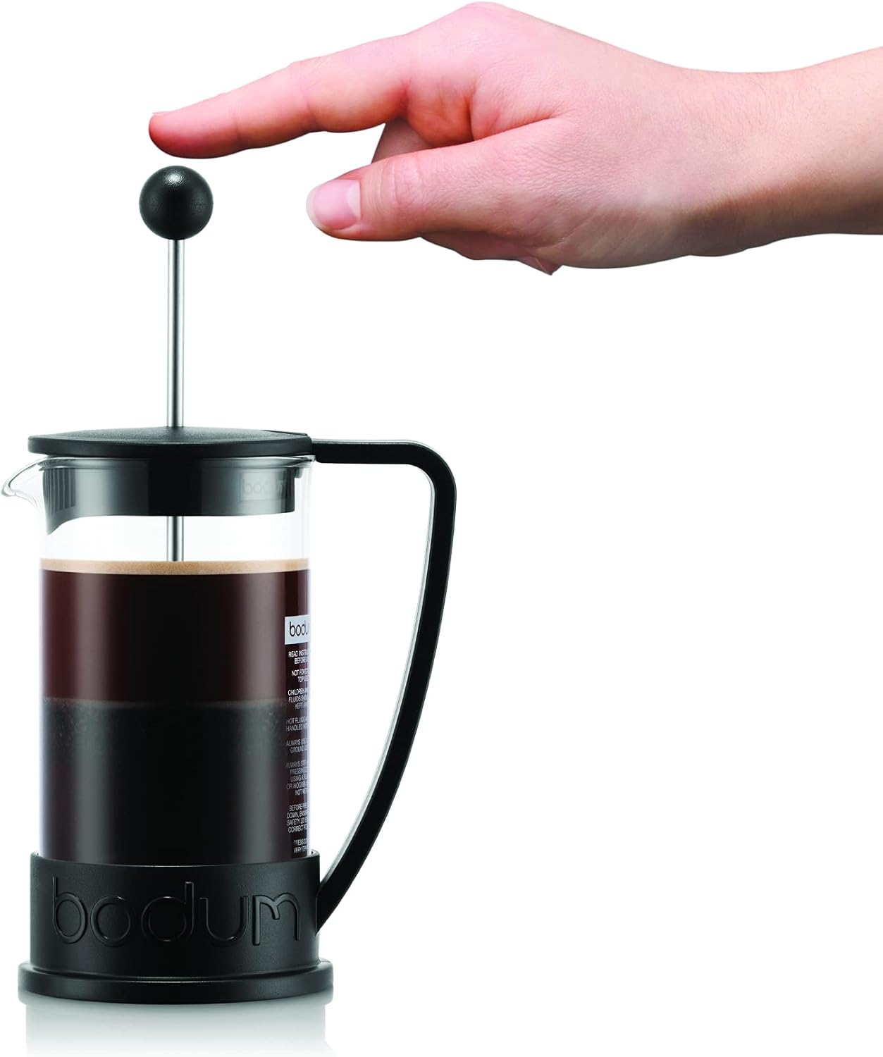 12oz Brazil French Press Coffee Maker, High-Heat Borosilicate Glass, Black - Made in Portugal