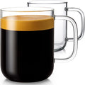 20oz Glass Coffee Mugs Set of 2, Clear Borosilicate Cups with Handle