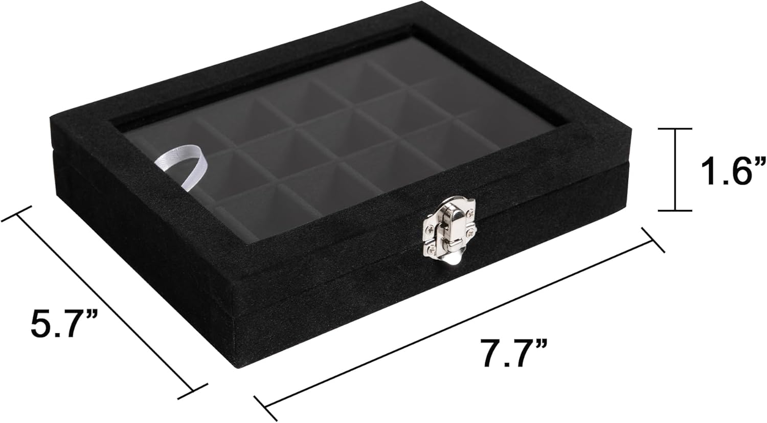24 Grid Jewelry Tray,Velvet Stud Earring Organizer,Small Jewelry Organizer with Clear Lid,Lockable Earring Holder