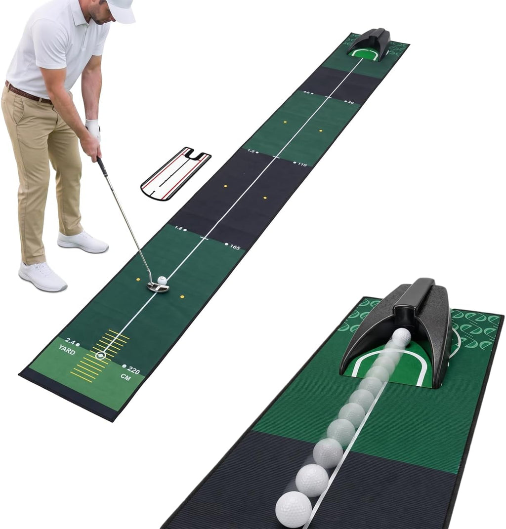Golf Putting Green Indoor, Golf Putting mat (8.2ft) with Auto Ball Return