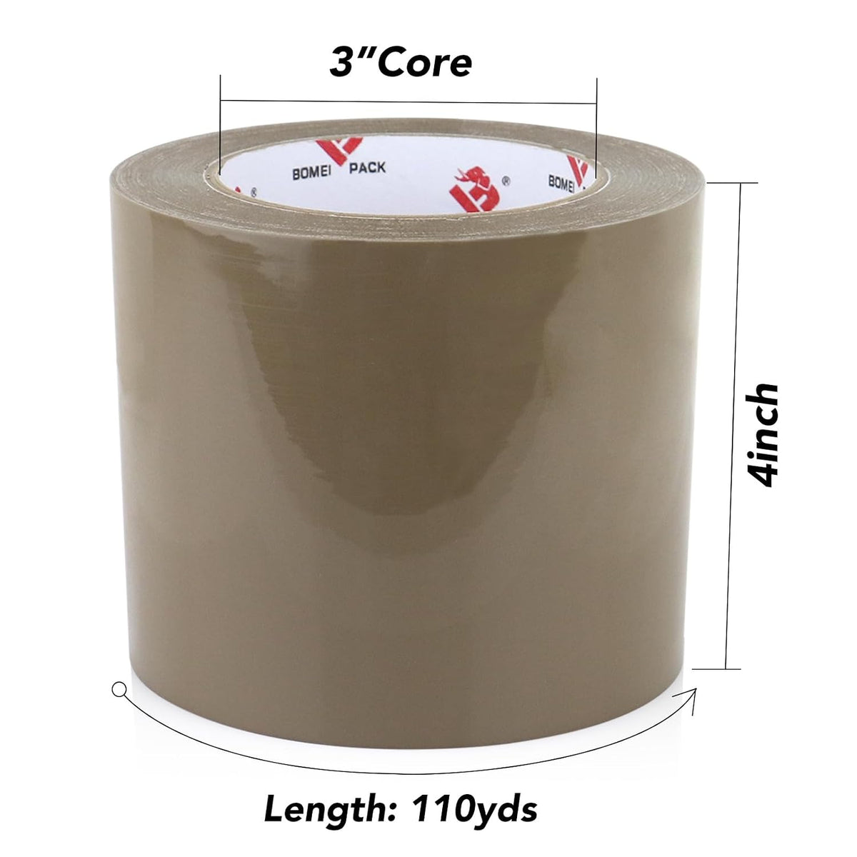 4'' Wide Brown Packing Tape, 4-inch x 110 Yards (330ft), Heavy Duty Industrial Grade Packaging Tape Refills for Box