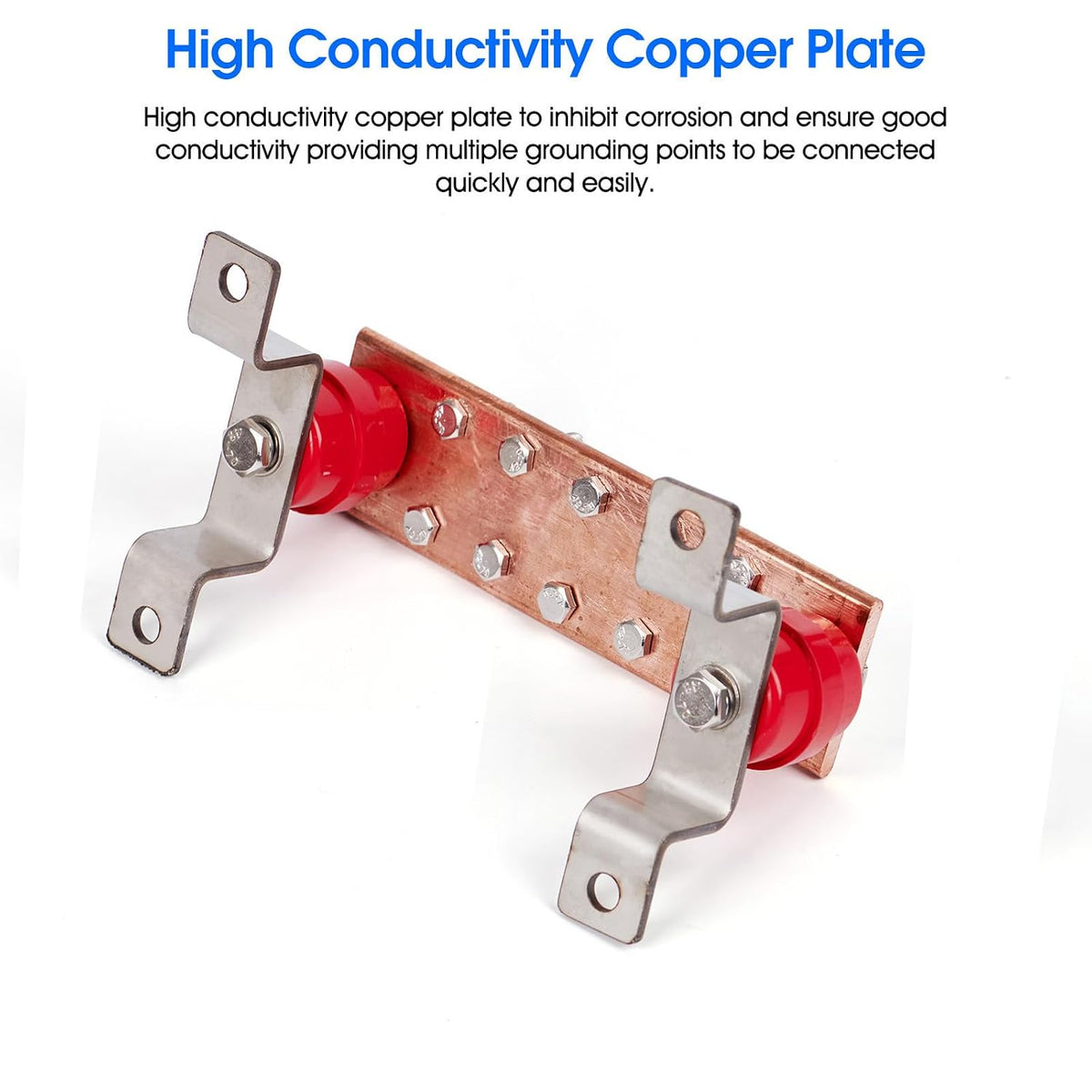 Wall Mounted Copper Ground Bar, Terminal Grounding Bar with UL Recognized SM40 Insulators (600Amp)