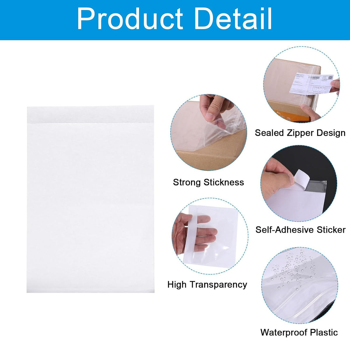 6x8.6" Clear Packing List Envelope, 200 Pack Plastic Waterproof Self-Adhesive Side Loading Mailing Invoice Label