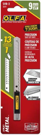 9mm Stainless Steel Utility Knife (SVR-1) - Retractable, Auto-Lock