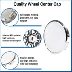 Open End Plus Plug Center Caps for Trailer RV Replacement EZ Lube Cap, 2.22in, Chrome, 4PCS