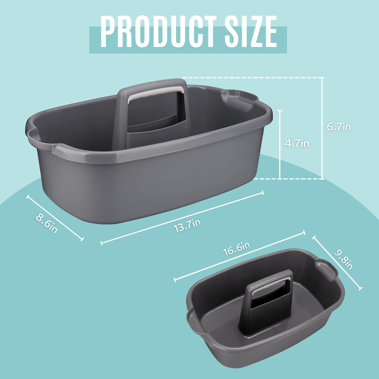 Cleaning Caddy Organizer with Handle, Gray Plastic Bucket for Cleaning Supplies Products, Cleaning Tool Storage Tote