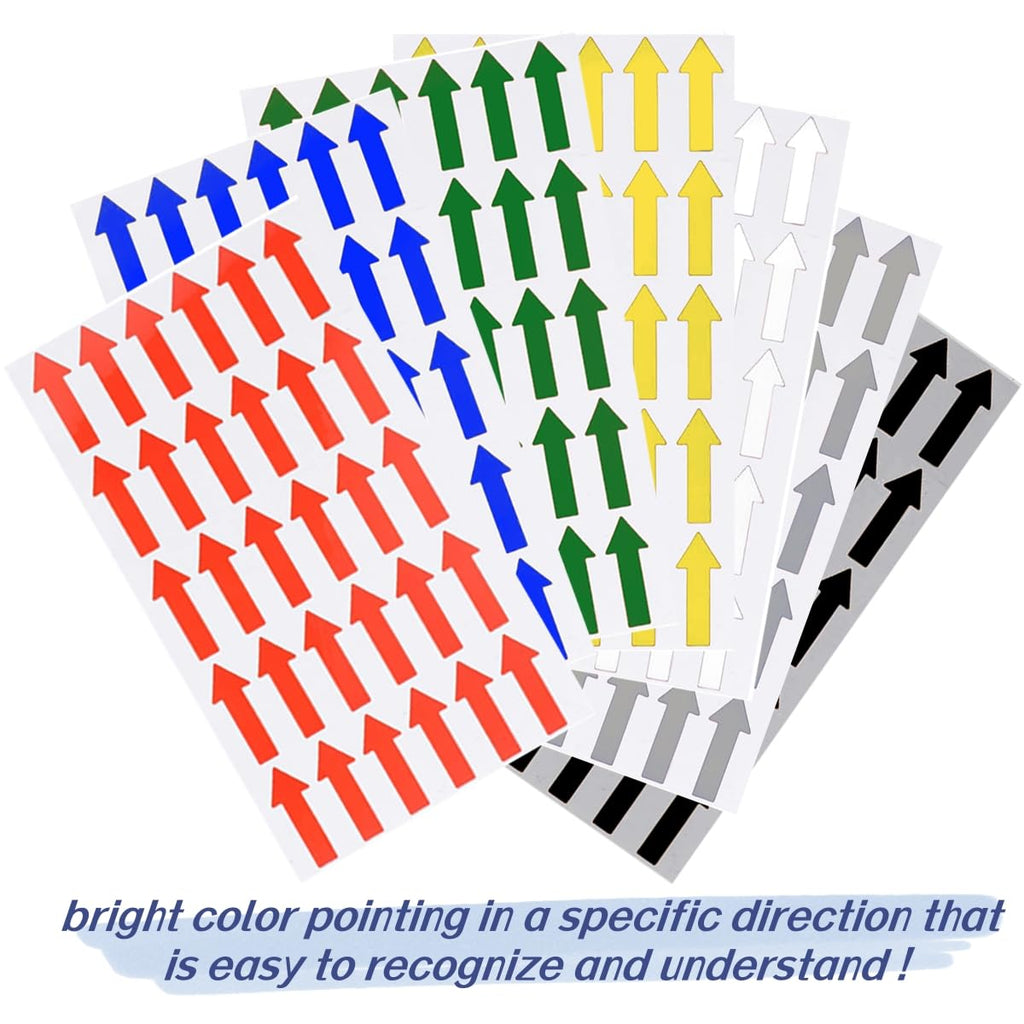 Adhesive Small Arrow Sticker Label 360 Pcs 30x12mm, Color Coding Sign Decal for Flow Direction Inspection Defect