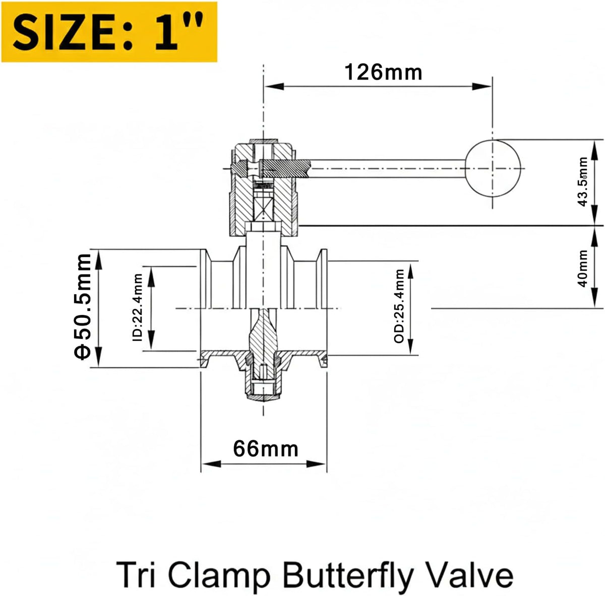 SUS304 Stainless Steel Butterfly Valve, 2 Pack, 1" Inch