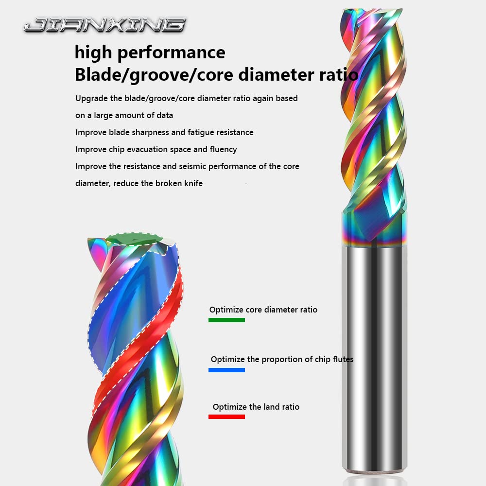 3mm Carbide Square End Mill, 3-Flute, DLC Coating, 3 Pcs