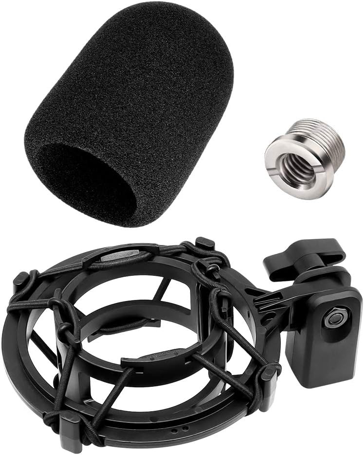 AT2020 Microphone Shock Mount with Pop Filter, Custom Built for AT2020 Mic | Pop Filter & Anti-Vibration Suspension