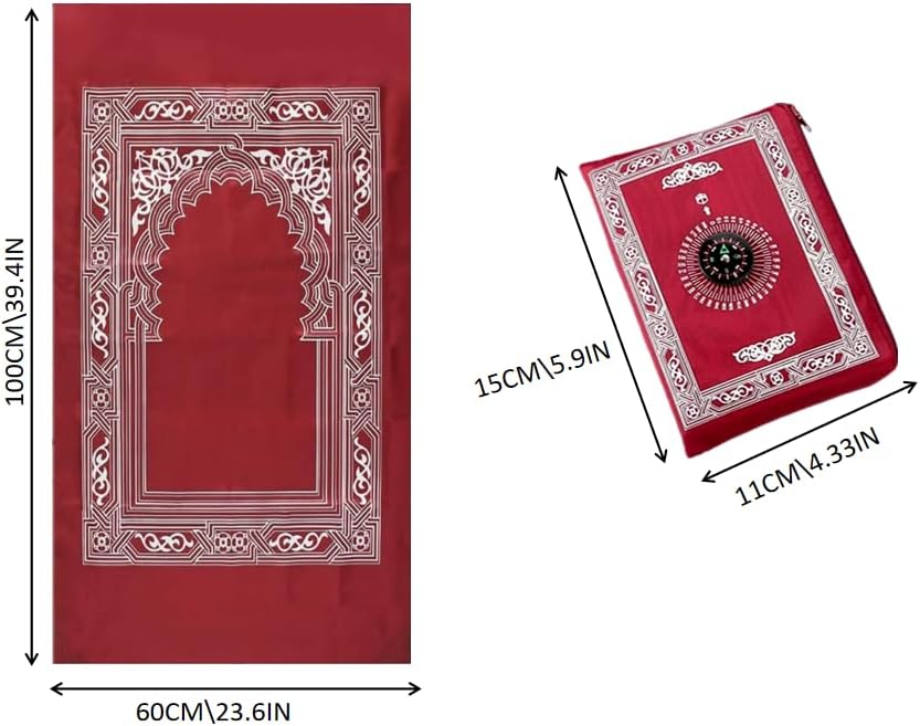 Islamic Prayer Mat,Muslim Prayer Carpet,with Compass Pocket Sized Carry Bag,1 Pieces Muslim Travel Prayer Mat and