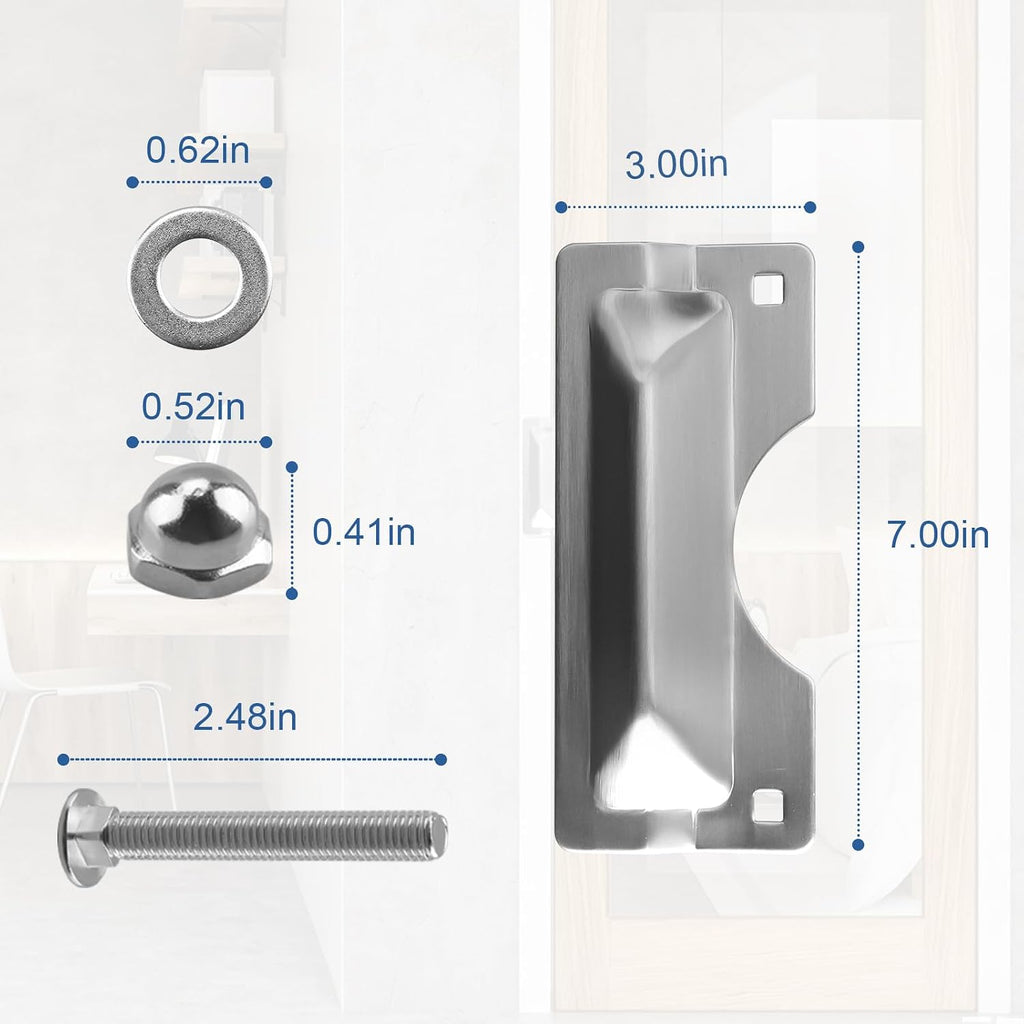 U 9496 Latch Guard Plate Cover 3x7in. Protect Against Forced Entry(1Silver) | Stainless Steel Door Security Strike