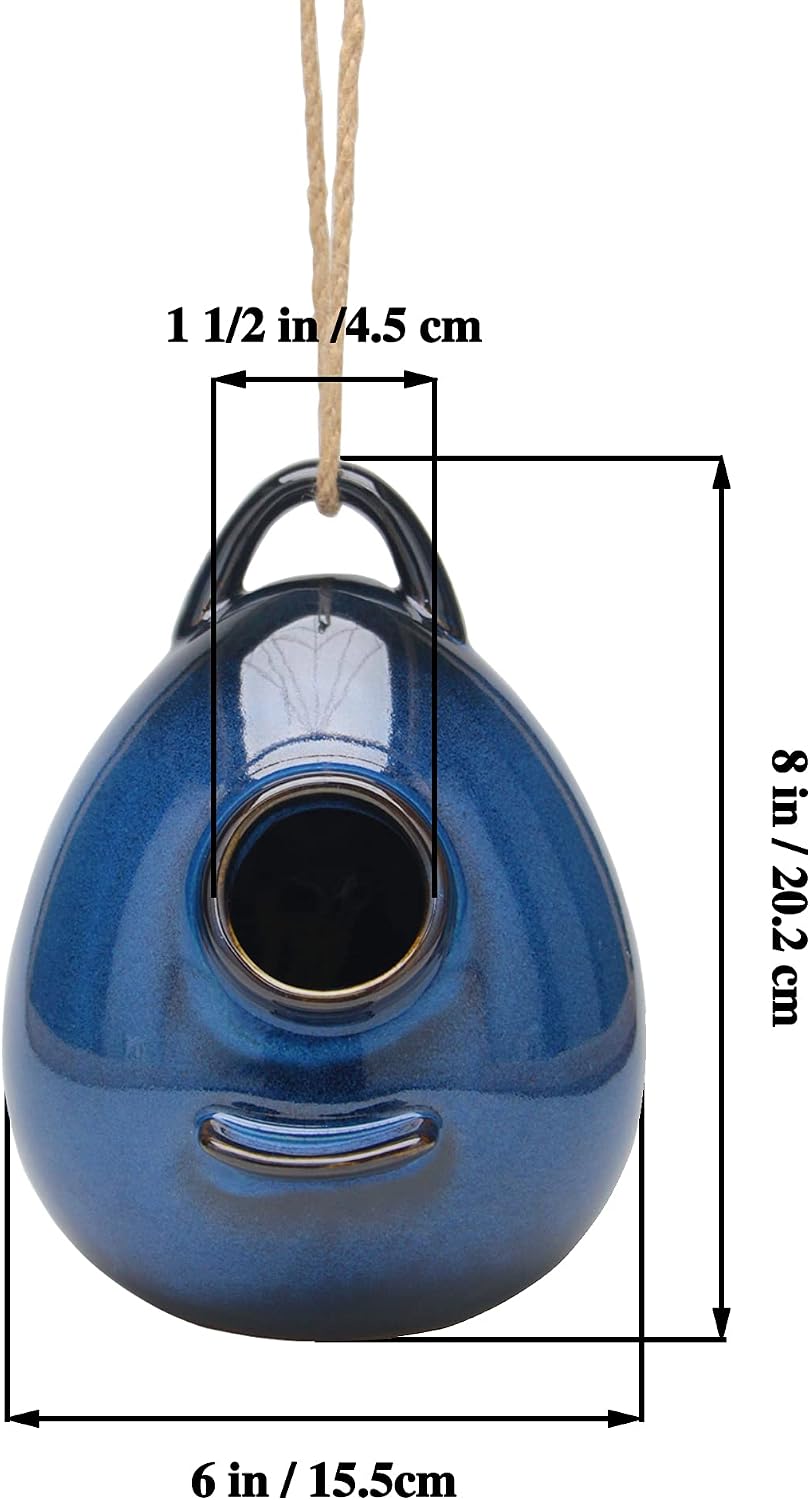 Birdhouse Ceramic Hanging Birdhouses Bird Hut Hanging Outdoor Birdhouse for Wild Birds, Finch, Cardinal, and Bluebird
