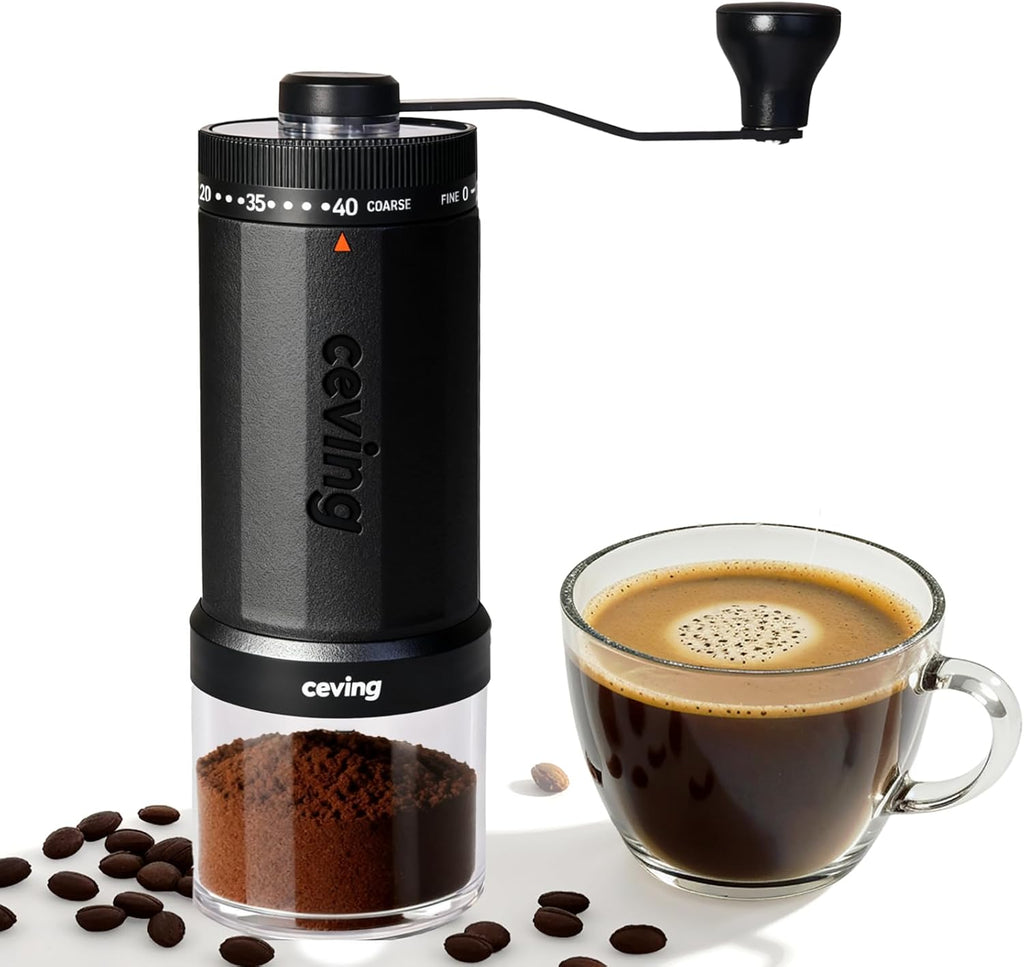 World's First 60g Large Capacity Manual Coffee Grinder, Black | 40 External Settings, Portable Hand Coffee Bean Mill