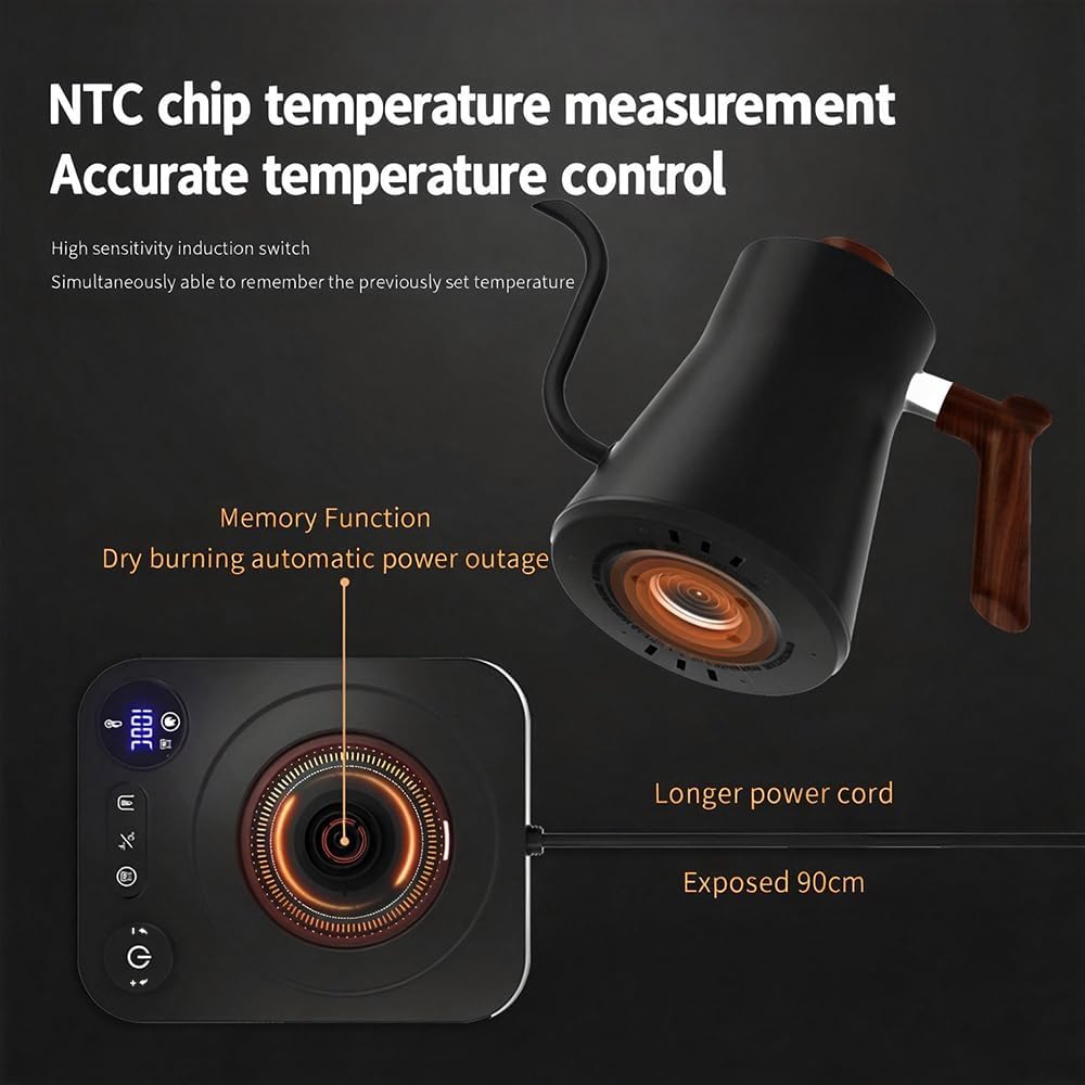 Gooseneck Electric Kettle,Pour Over Kettle for Coffee and Tea,Intelligent Temperature Control,Quick Heating,Keep Warm