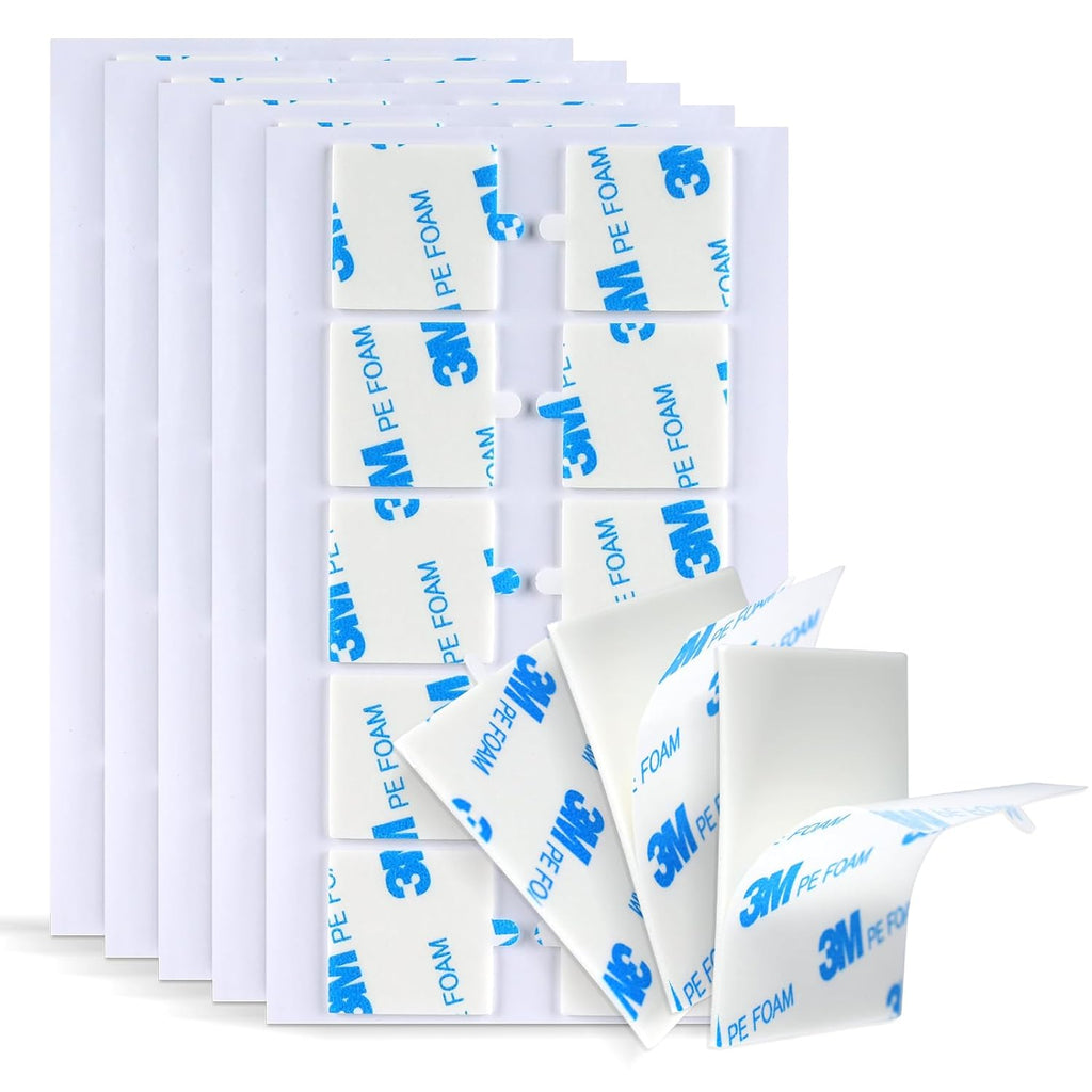 3M Double Sided Adhesive Square 1''×1'' 50 Pcs Waterproof Removable