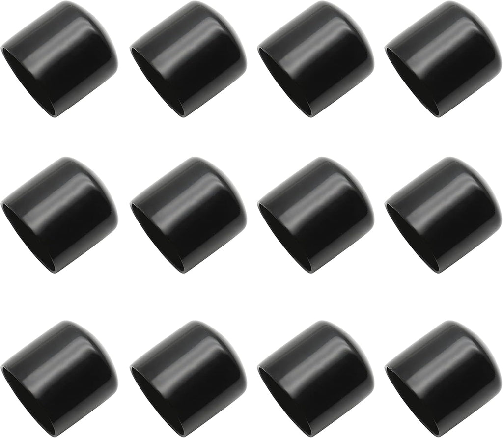 Bonsicoky 12Pcs Round PVC End Caps, 1-3/8" (35mm), Black