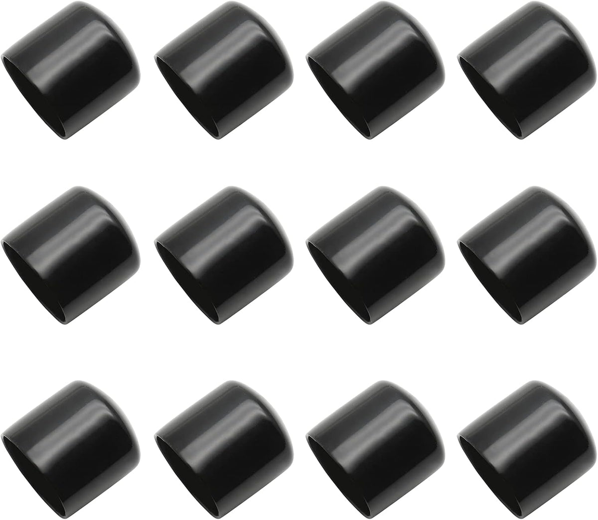 Bonsicoky 12Pcs Round PVC End Caps, 1-3/8" (35mm), Black