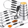 Measuring Cups & Spoons Set of 16, BOBIPRO Stainless Steel 8 Nesting Measure Cups Set & 7 double-sided Magnetic