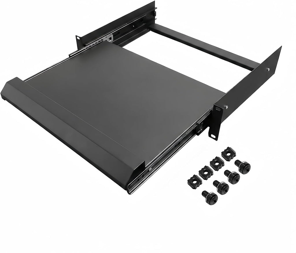 2U Keyboard Tray 12" Depth -Universal 19" Rack Mount Sliding Shelf