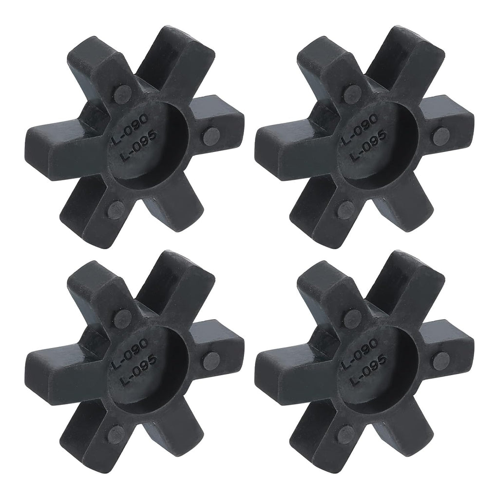 uxcell 4pcs L090/L095 Jaw Coupling Insert, Flexible Solid Type NBR Rubber Jaw Coupling Center Inserts for L Jaw Coupling L-Jaw Coupler Set, Black