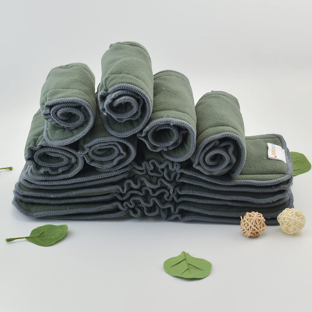 BABY Reusable 5 Layers 12 Pack Inserts with Gussets for Baby Cloth Diaper and Cloth Diapers Covers 12FLN