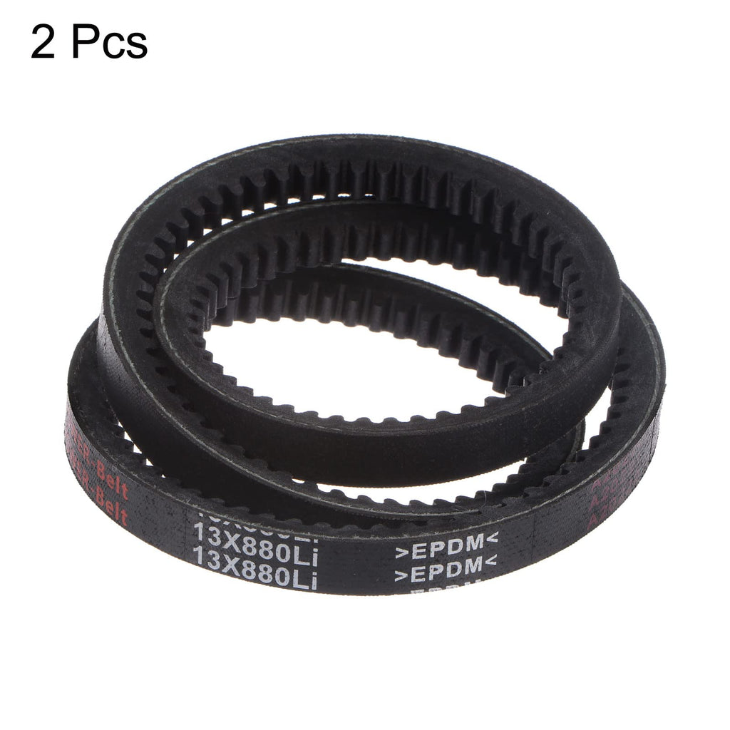 HARFINGTON 2pcs 13x880 Cogged V-Belts AX Section Drive Raw Edge Belt 880mm Inner Girth 13mm Width 8mm Thickness EPDM for Power Transmission