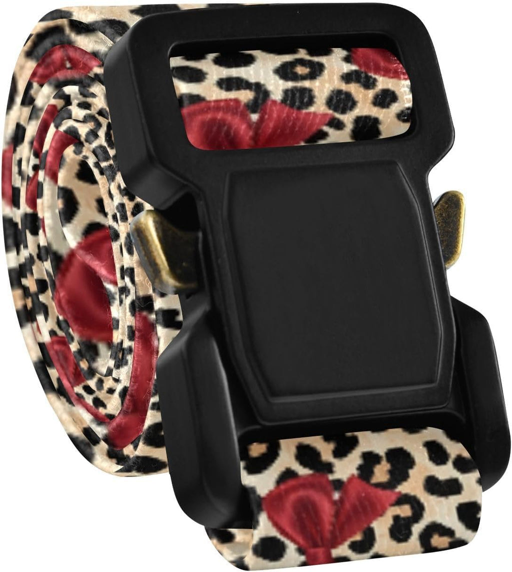 Bow Tie Adjustable Kids Elastic Belts, Girls Boys Stretch Waist Belt with Aluminum Alloy Buckle