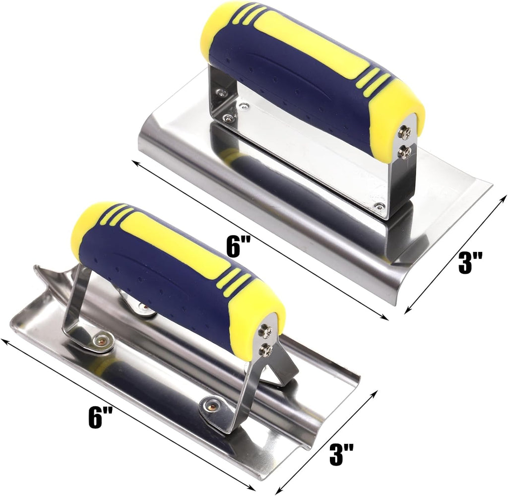 2 Pieces Concrete Tool Set, 6" x 3" Stainless Steel Concrete Edger and Groover, Masonry Cement Finishing Kit for