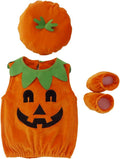 Toddler Baby Boy Girl Halloween Outfit Pumpkin Bodysuit Halloween Costumes Romper Tops Hat Footies