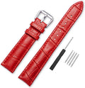 Alligator Style Genuine Leather Watch Bands Genuine Calf Leather Replacement Watch Strap with Stainless Metal Buckle