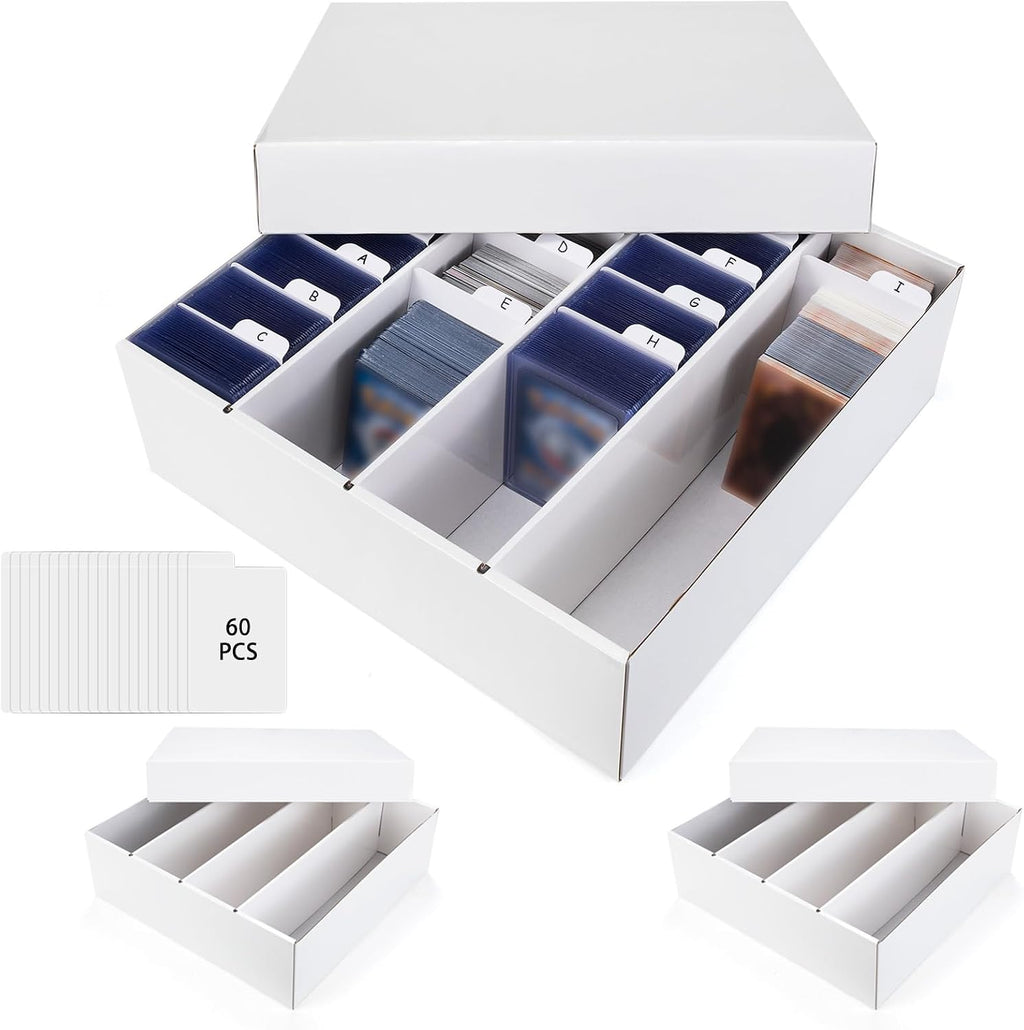 Trading Card Storage Box, 4 Row 3200 Count Collector Cards Box with Divider