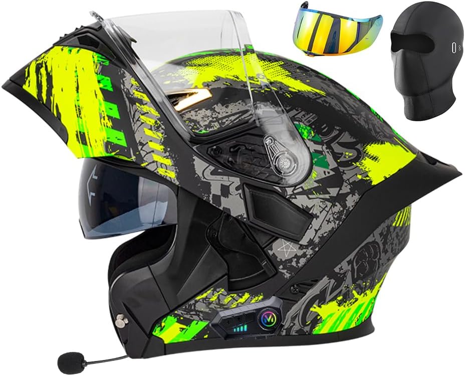 Modular Motorcycle Helmets with Bluetooth for Men Women Adults | DOT Approval, Flip Up Dual Visor, Full Face
