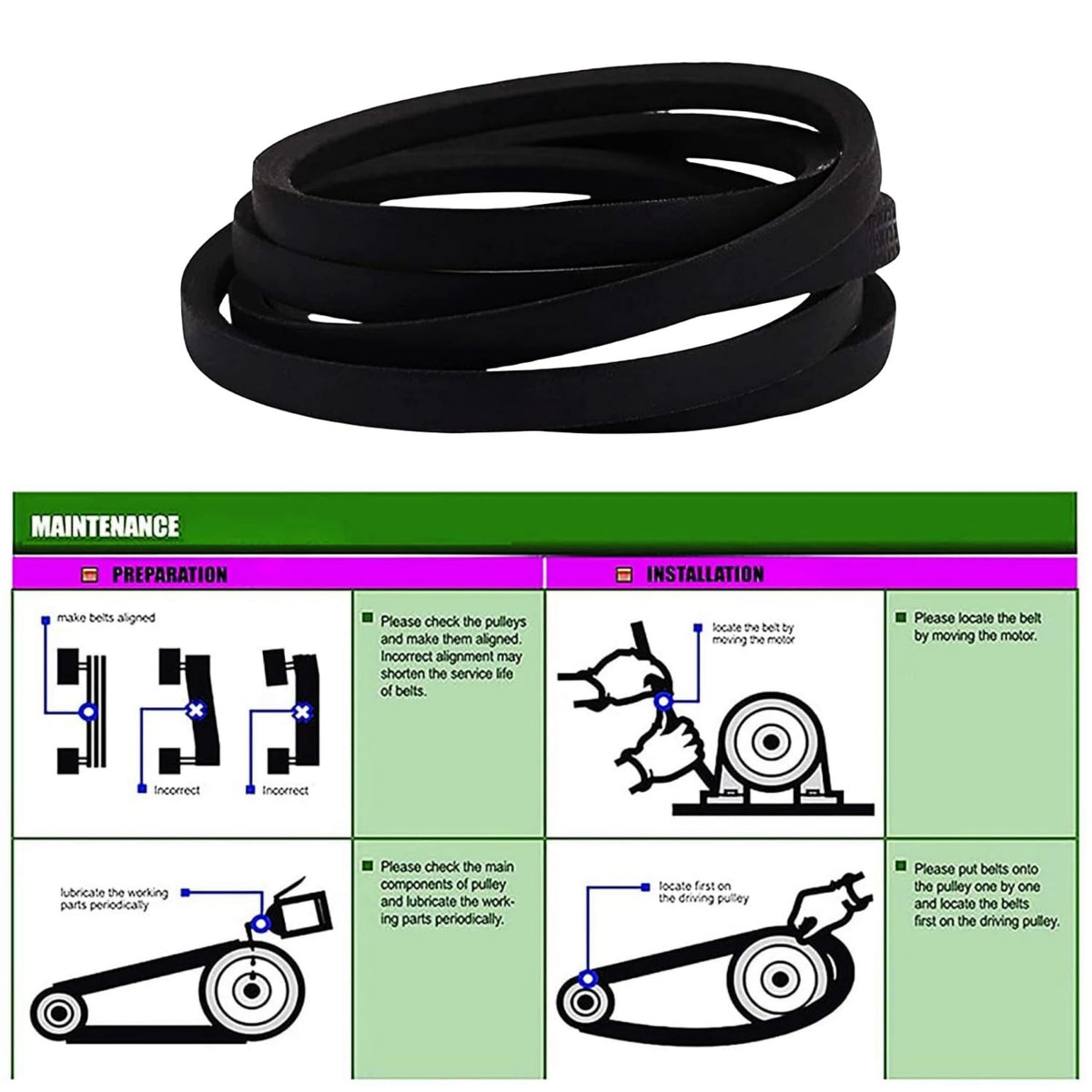 Lawn Tractor Mower Deck Belt 1/2" x 158" Fits for Craftsman Snapper 285Z Parts Simplicity 7103789 7103789YP ZT2650 107280070 Tractors ZT2650 RZT26520, Series