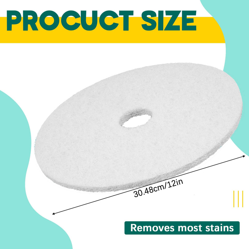 2 Pcs 12" White Floor Buffer Pads for Machine