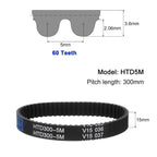 uxcell 3pcs HTD-5M Rubber Timing Belt 60 Teeth, 300mm Pitch Length x 15mm Width x 3.6mm Height, Closed Loop Pulley Timing Belt