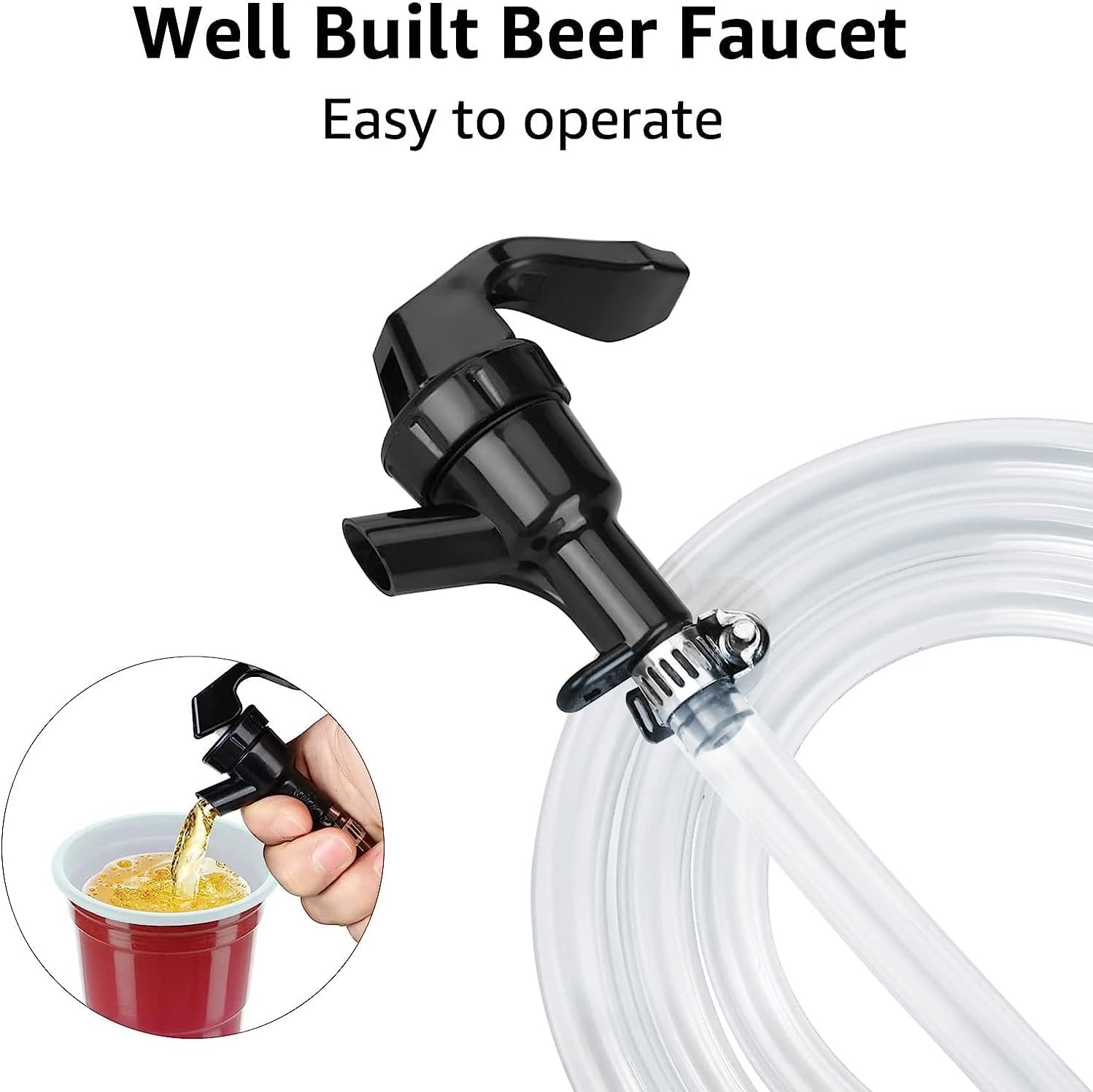 5ft-Hilangsan Ball Lock Picnic Tap Faucet Ball Lock Beer Line Assembly Beer Line Liquid Ball Lock Disconnect for