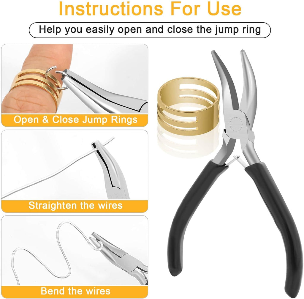 1200PCS Jump Rings for Jewelry Making Kit, Jump Rings and Necklace Clasps with Jump Ring Pliers Tools for Jewelry